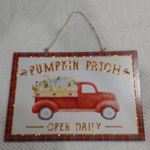 New!!! Fall Red Pick Up Truck Pumpkin Sign!!!